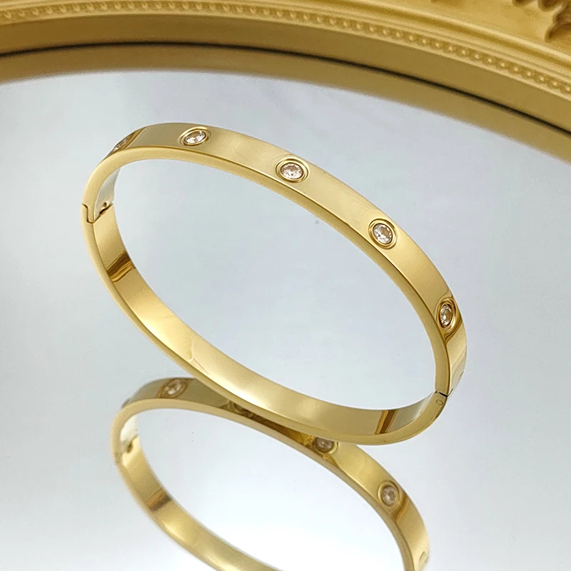 Crystals Gold Plated Bangle 